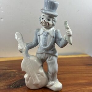 Gray Clown Figurine from‎ Taiwan with  Bass Fiddle